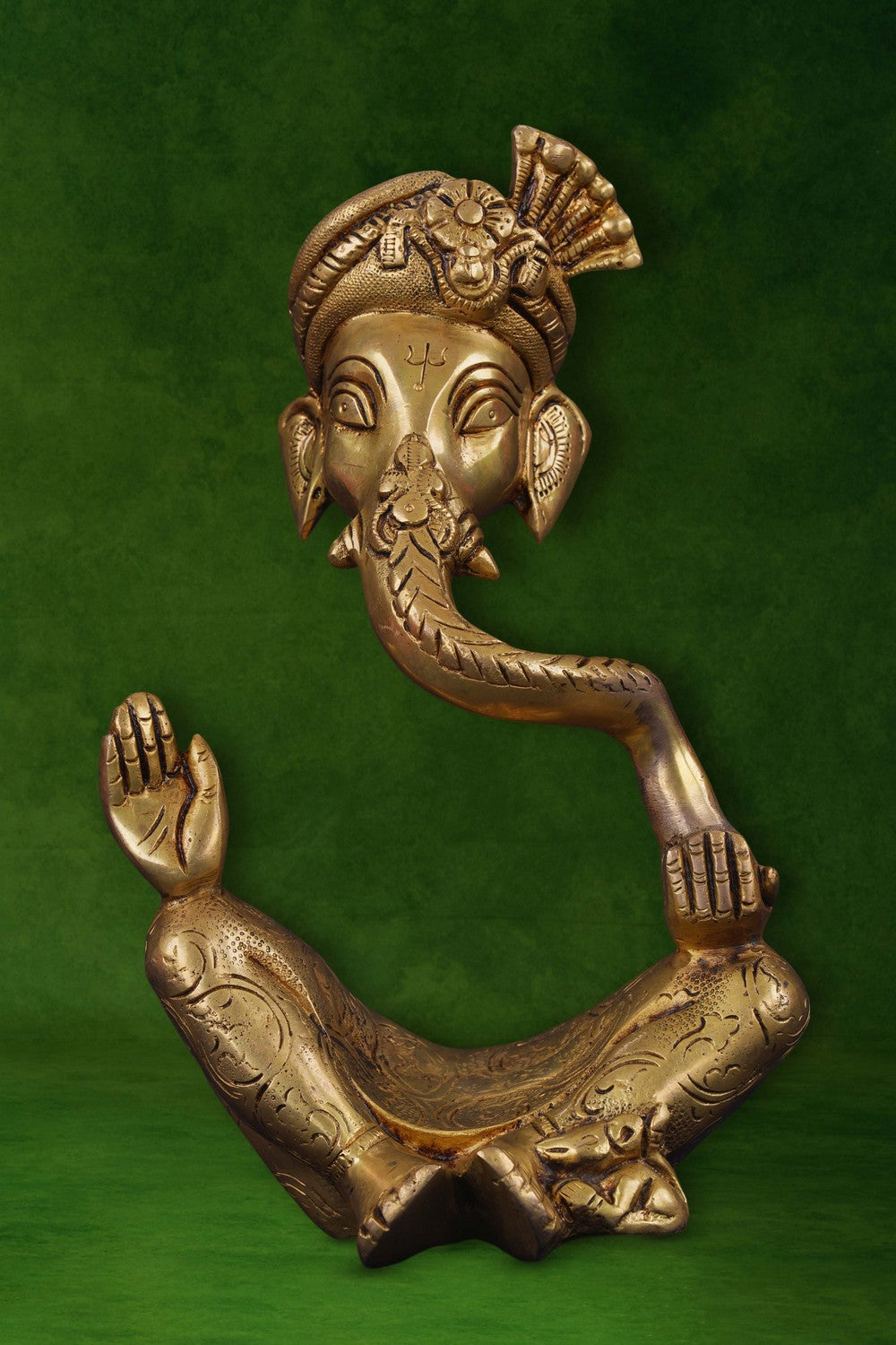 Image of A modern art brass Ganesh in a seated posture