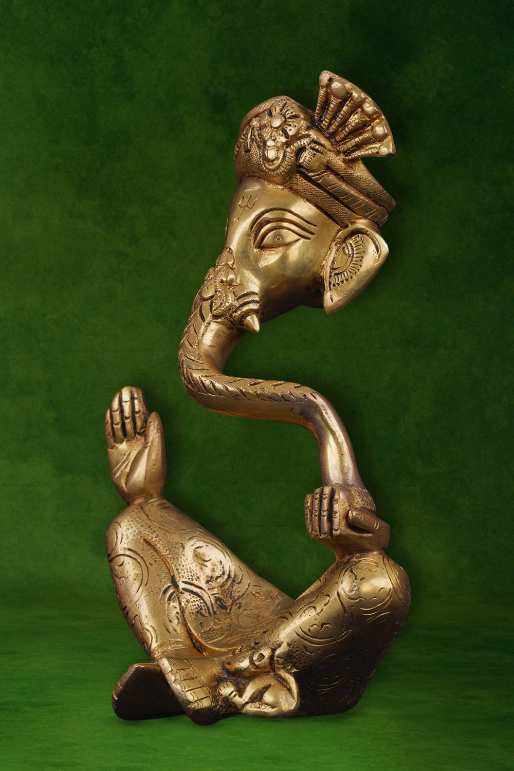 Image of A modern art brass Ganesh in a seated posture