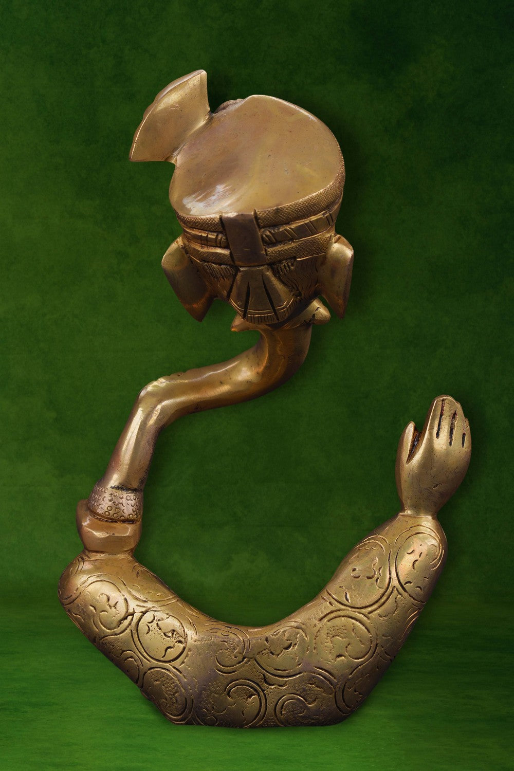 Image of A modern art brass Ganesh in a seated posture