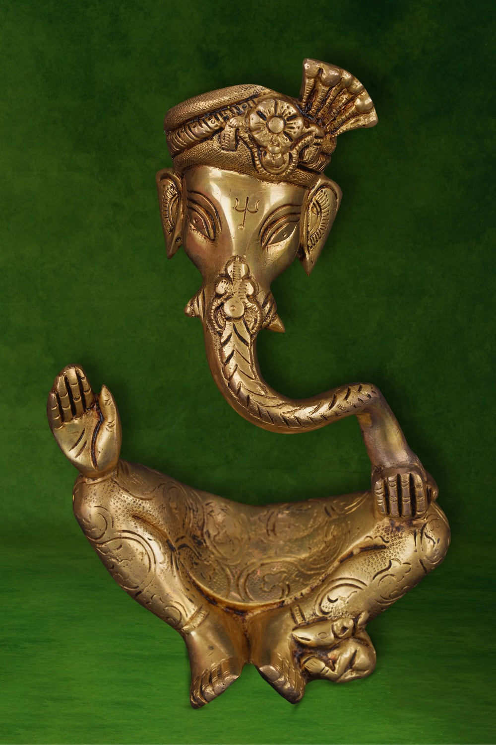 Image of A modern art brass Ganesh in a seated posture