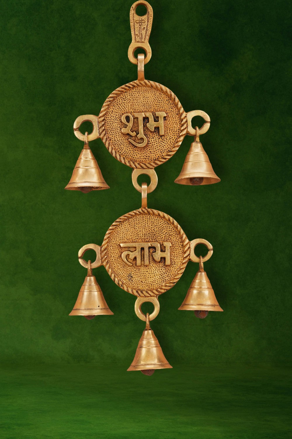 Image of Brass Shubh Labh Wall hanging with bells