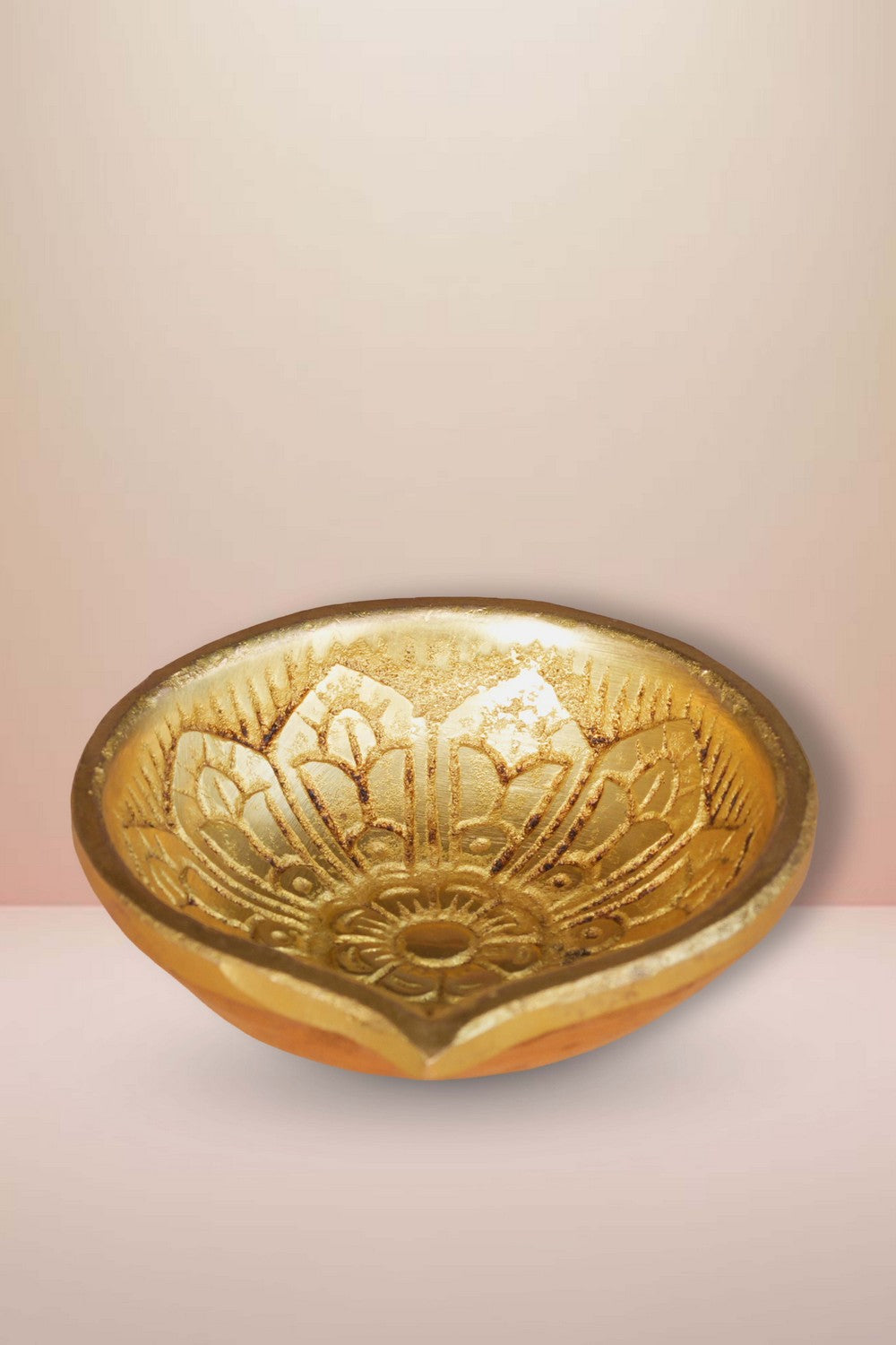 Image of Brass Diya With Beautiful Craving