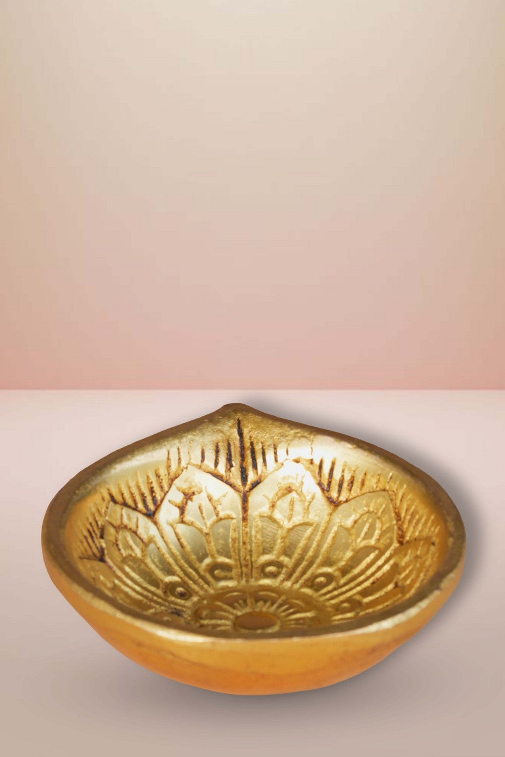Image of Brass Diya With Beautiful Craving