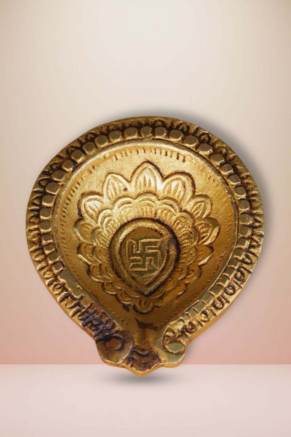 Image of Brass Diya With Beautiful Craving