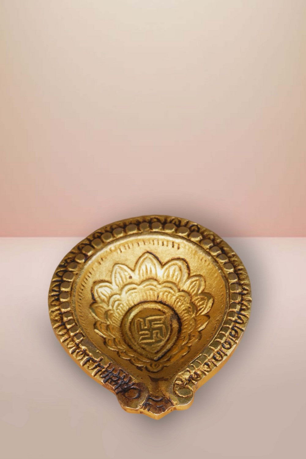 Image of Brass Diya With Beautiful Craving
