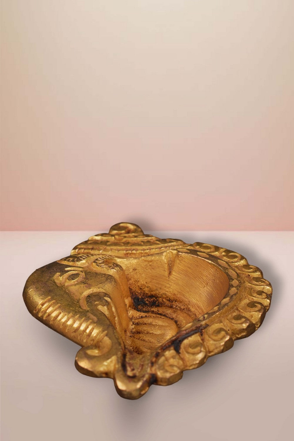 Image of Brass Diya With Beautiful Ganapati Craving