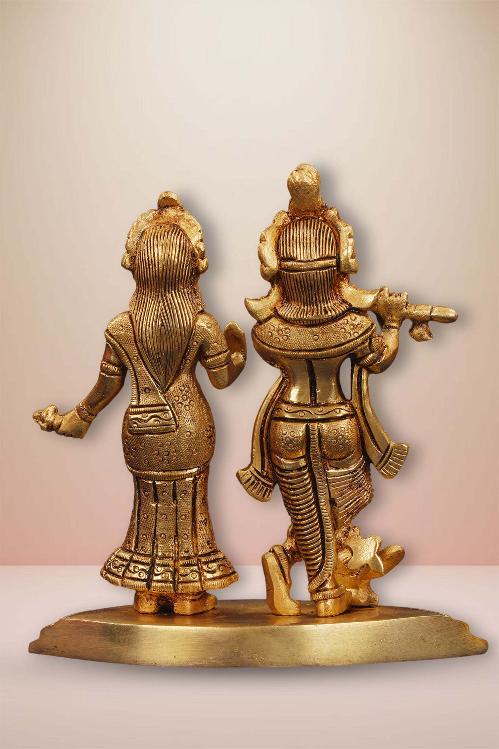 Image of Brass Radha Krishna With Peacock Idol