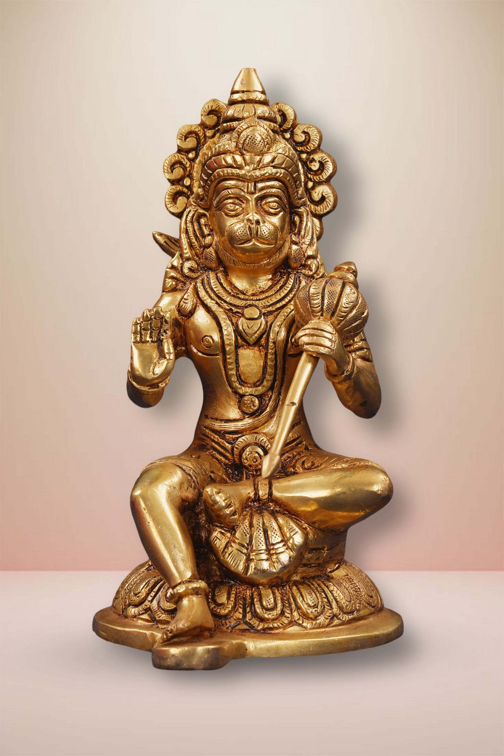 Image of Brass Hanuman with Gada Sitting Statue