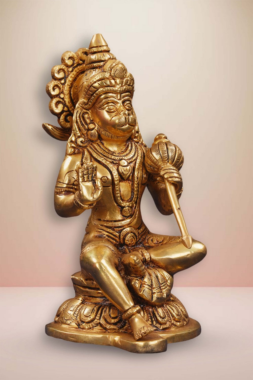 Image of Brass Hanuman with Gada Sitting Statue