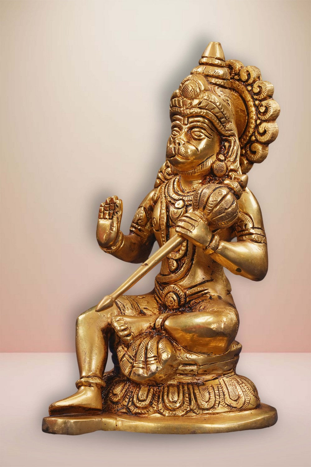 Image of Brass Hanuman with Gada Sitting Statue