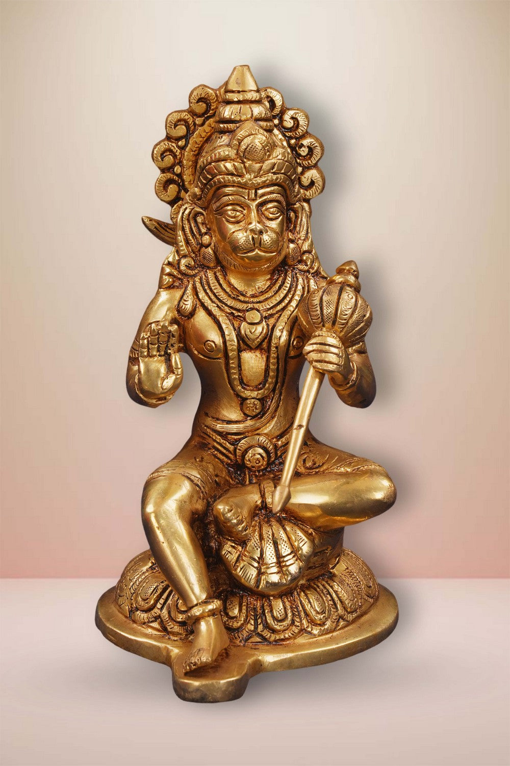 Image of Brass Hanuman with Gada Sitting Statue