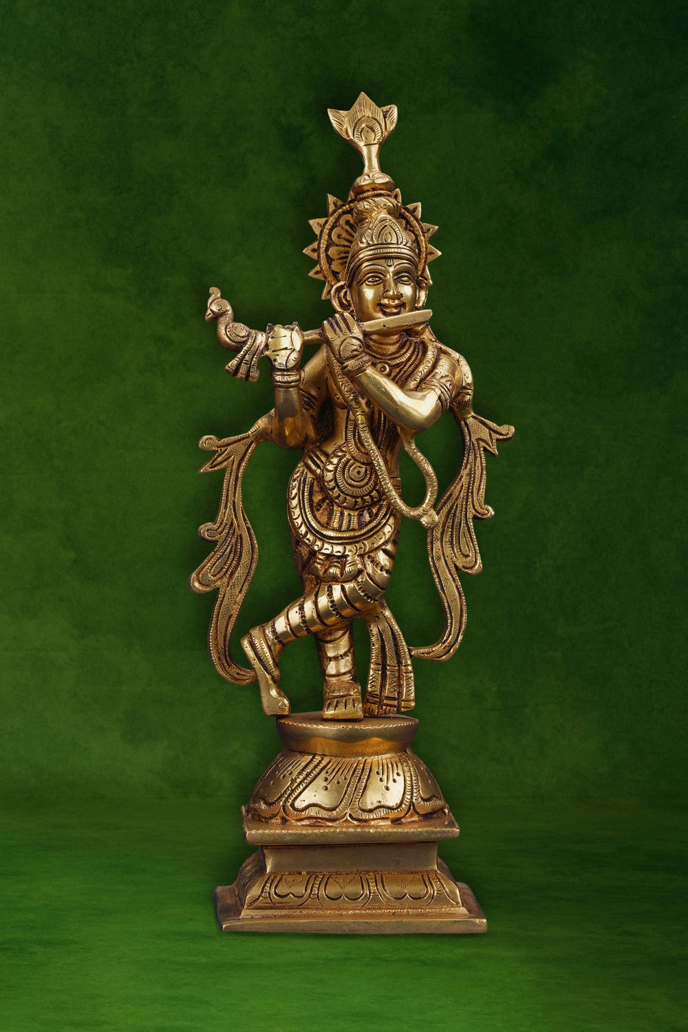 Image of Brass Krishna with flute in his hand
