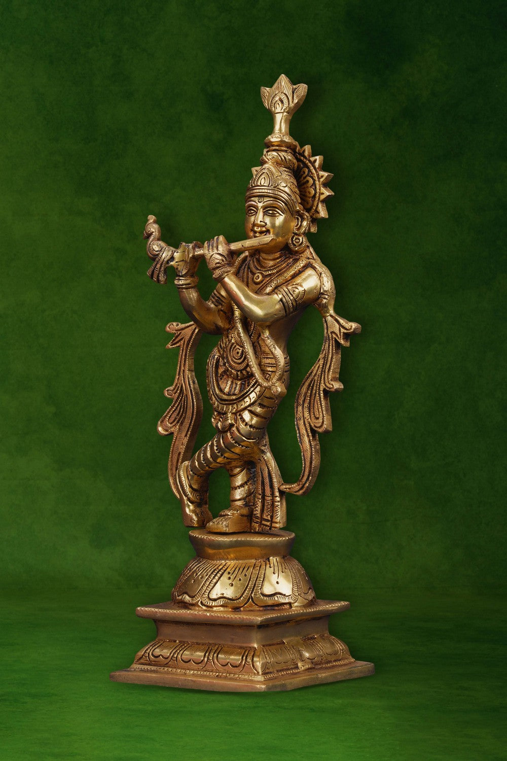 Image of Brass Krishna with flute in his hand