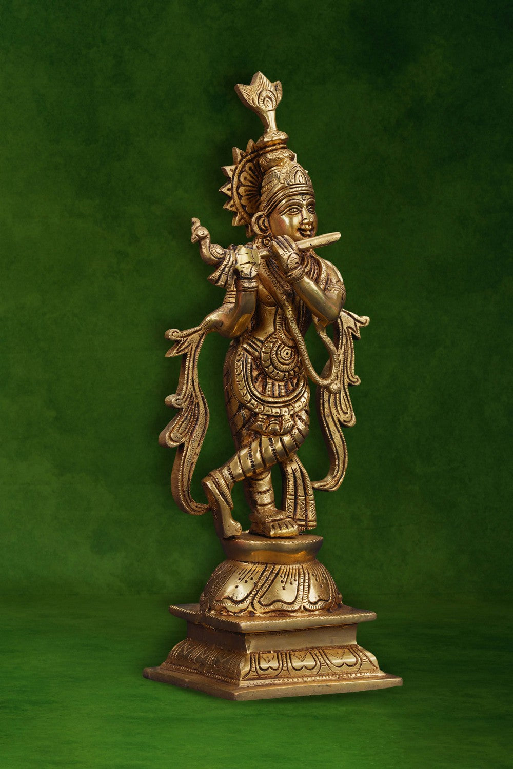 Image of Brass Krishna with flute in his hand