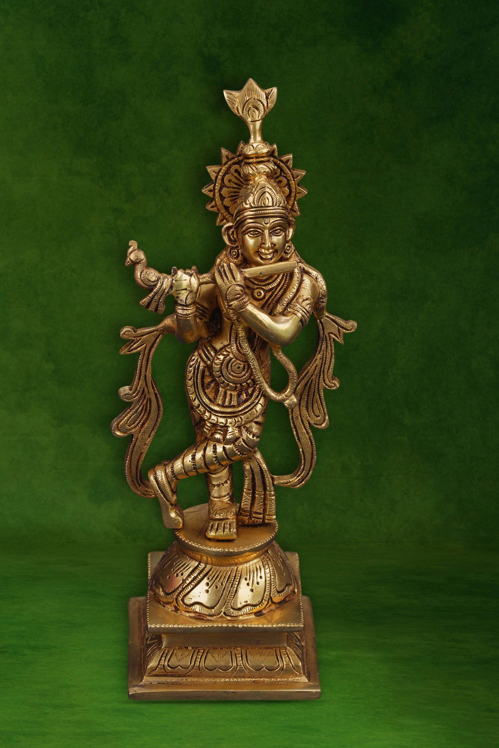 Image of Brass Krishna with flute in his hand