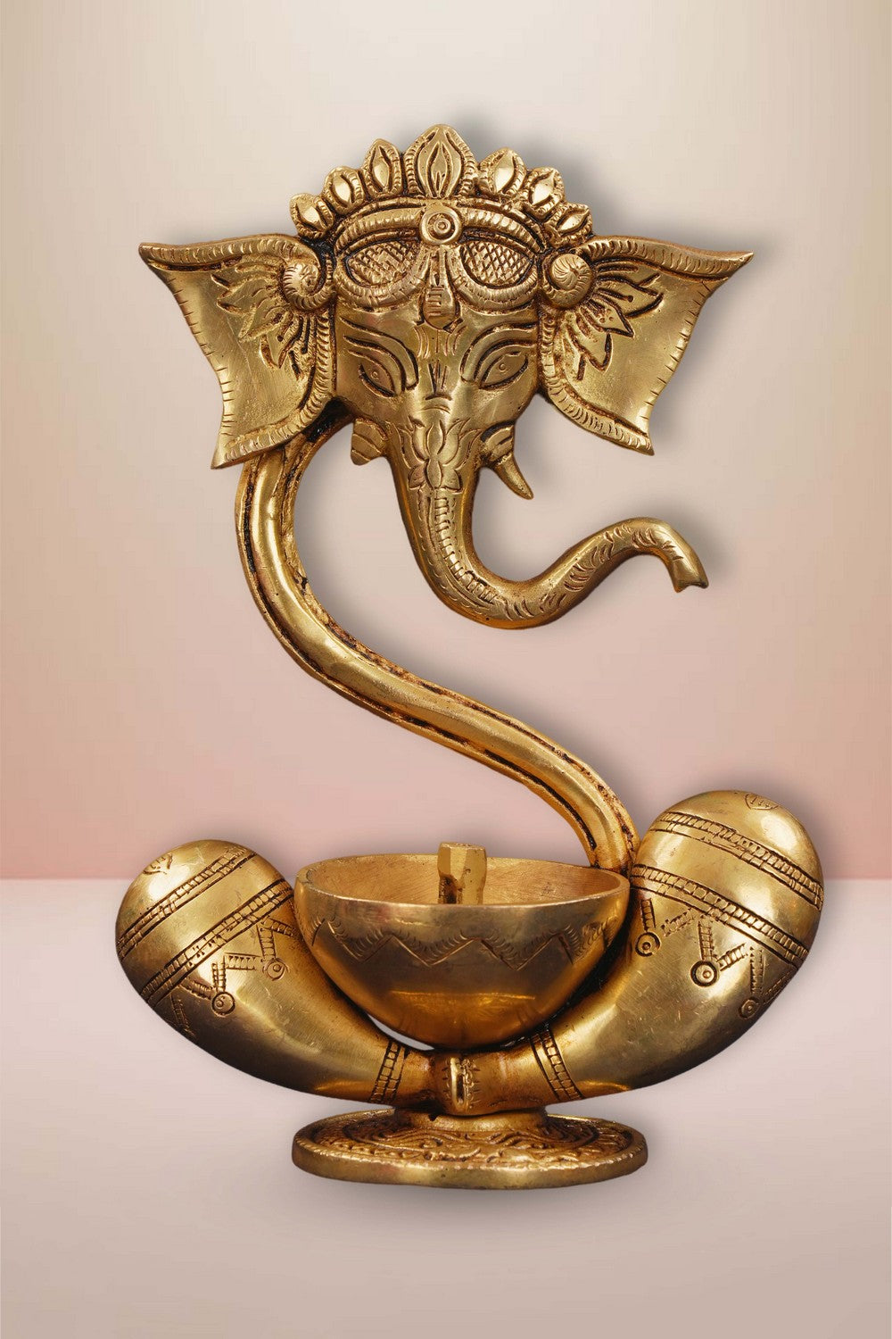 Image of Brass Diya With Beautiful Ganapati Craving