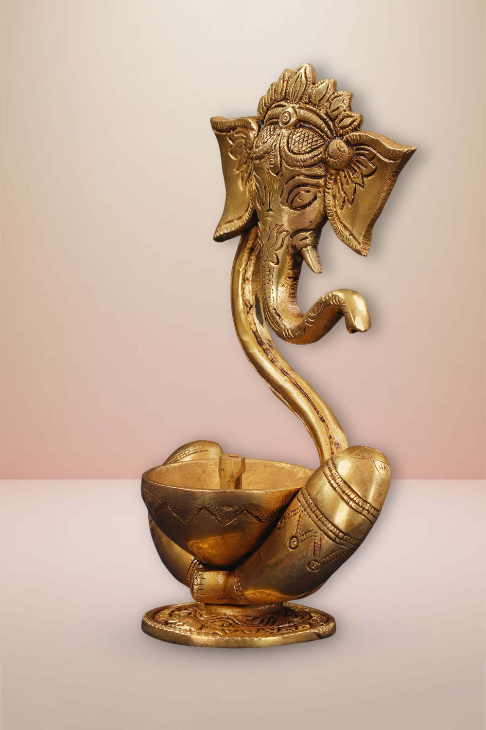 Image of Brass Diya With Beautiful Ganapati Craving