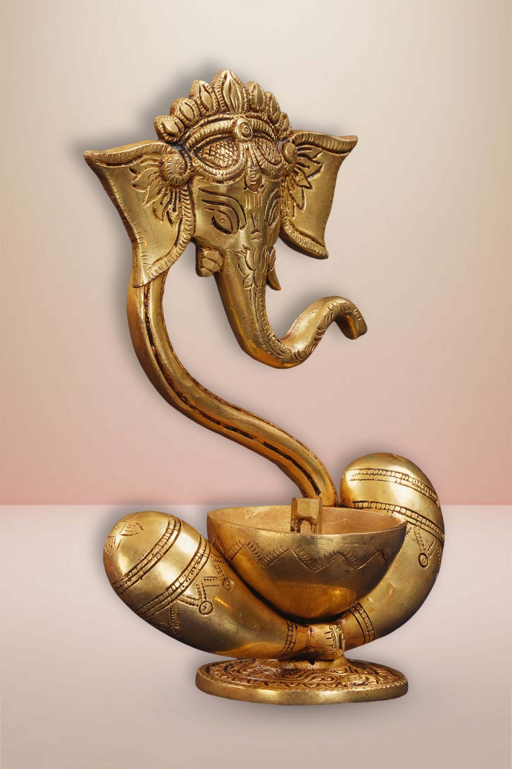 Image of Brass Diya With Beautiful Ganapati Craving