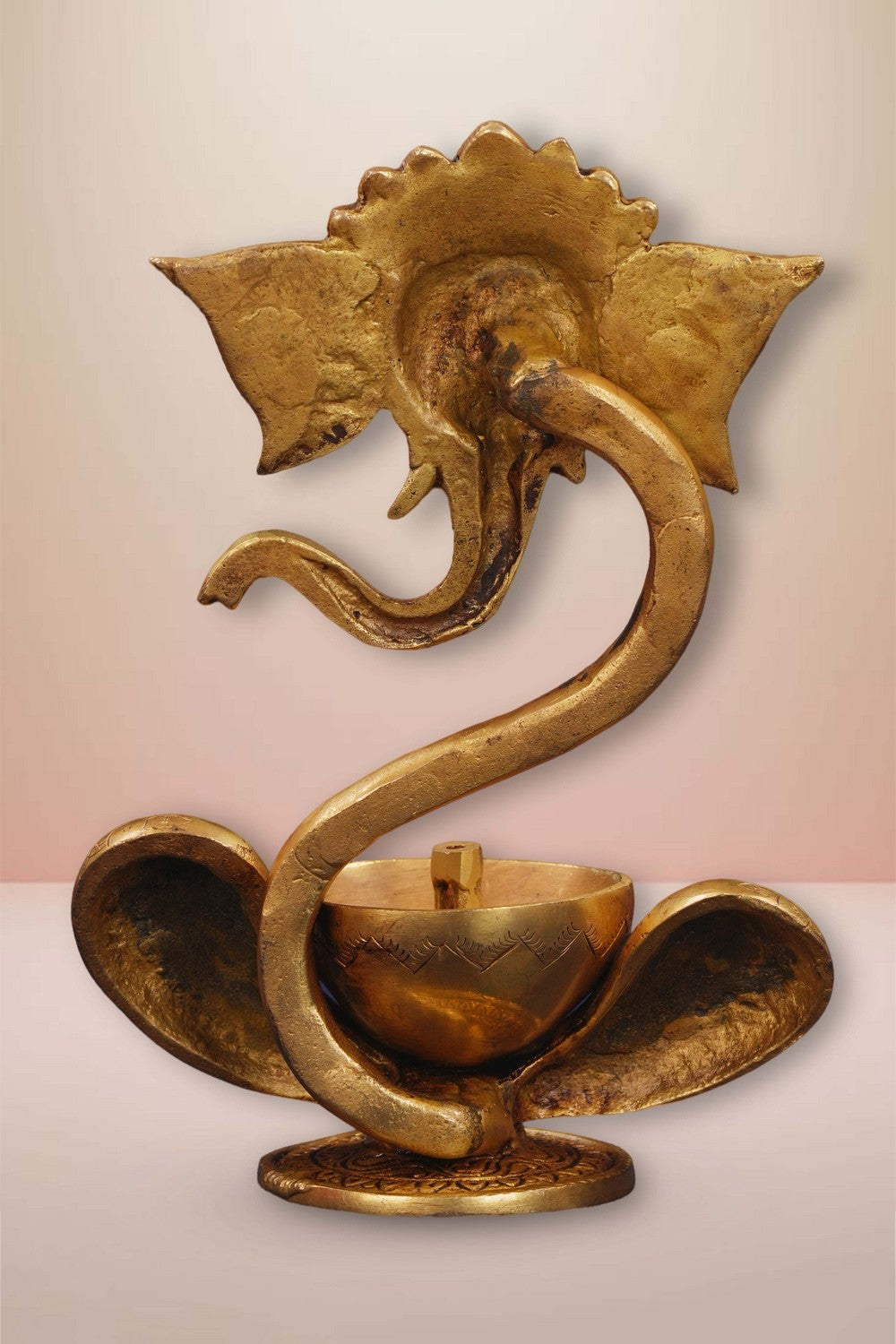 Image of Brass Diya With Beautiful Ganapati Craving