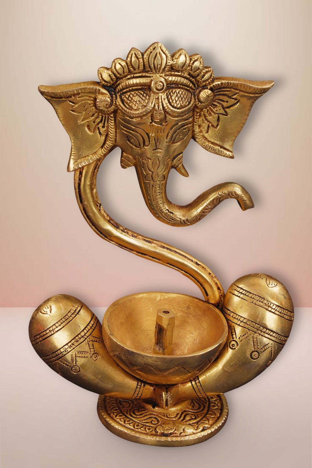 Image of Brass Diya With Beautiful Ganapati Craving
