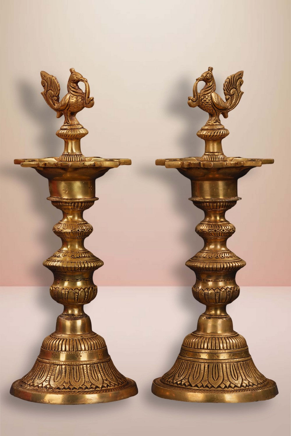 Image of Brass Annapakshi Casted Mehnoor Oil Lamp