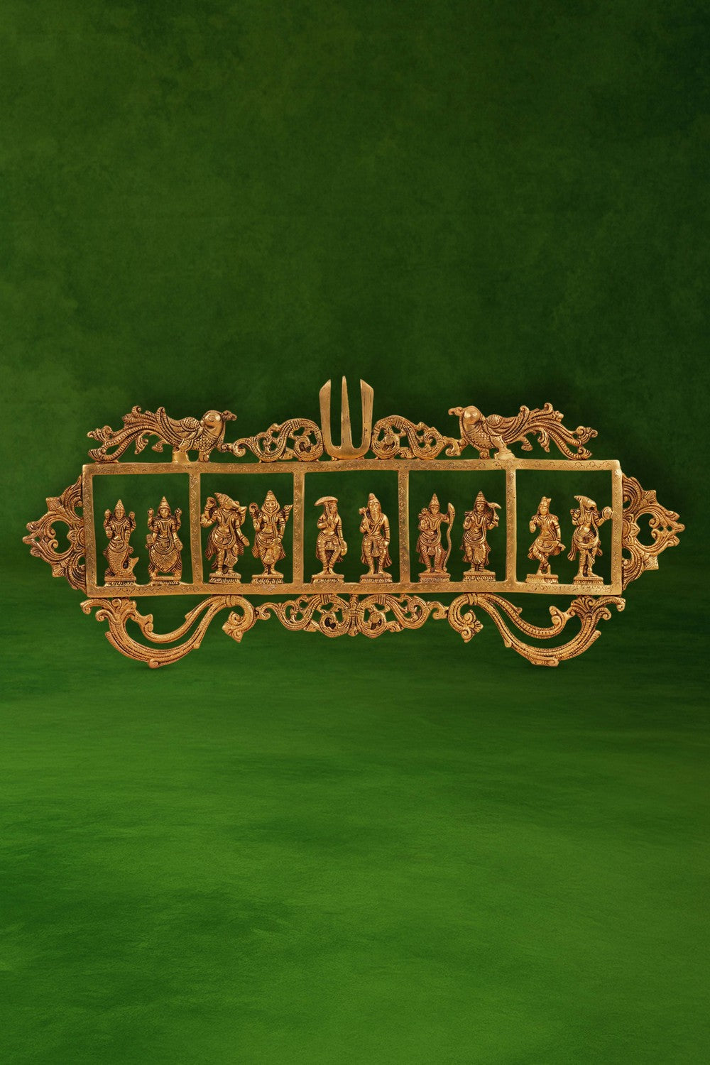 Image of brass wall hangings featuring Lord Vishnus Dasavatharam