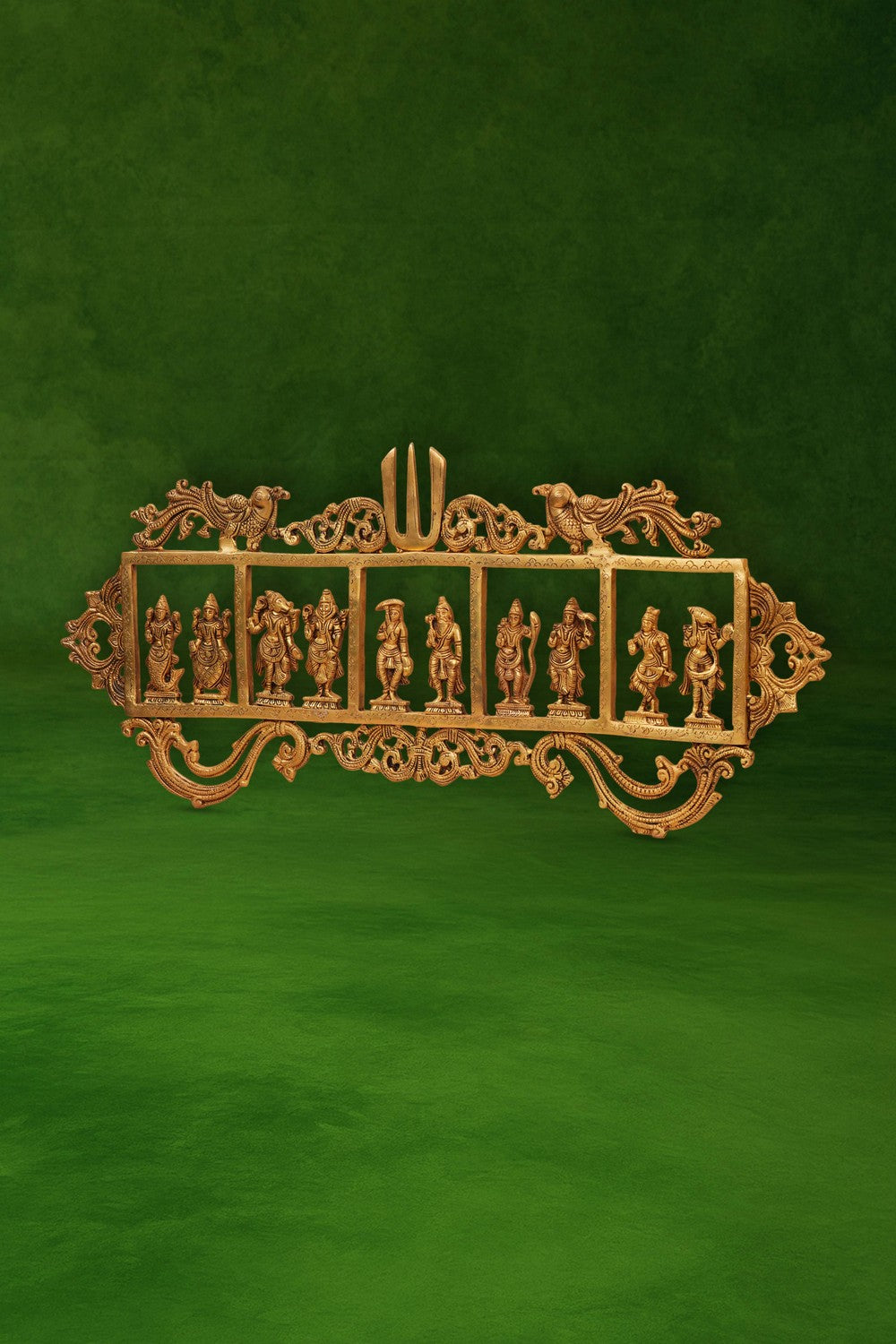 Image of brass wall hangings featuring Lord Vishnus Dasavatharam