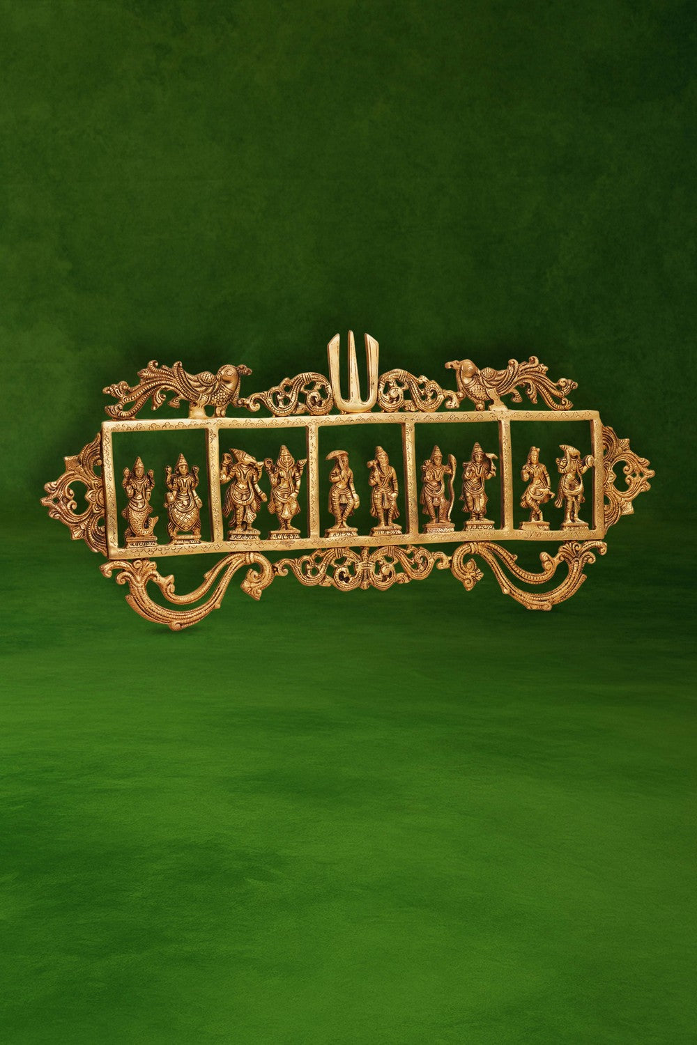Image of brass wall hangings featuring Lord Vishnus Dasavatharam