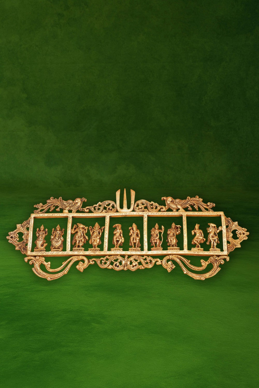 Image of brass wall hangings featuring Lord Vishnus Dasavatharam