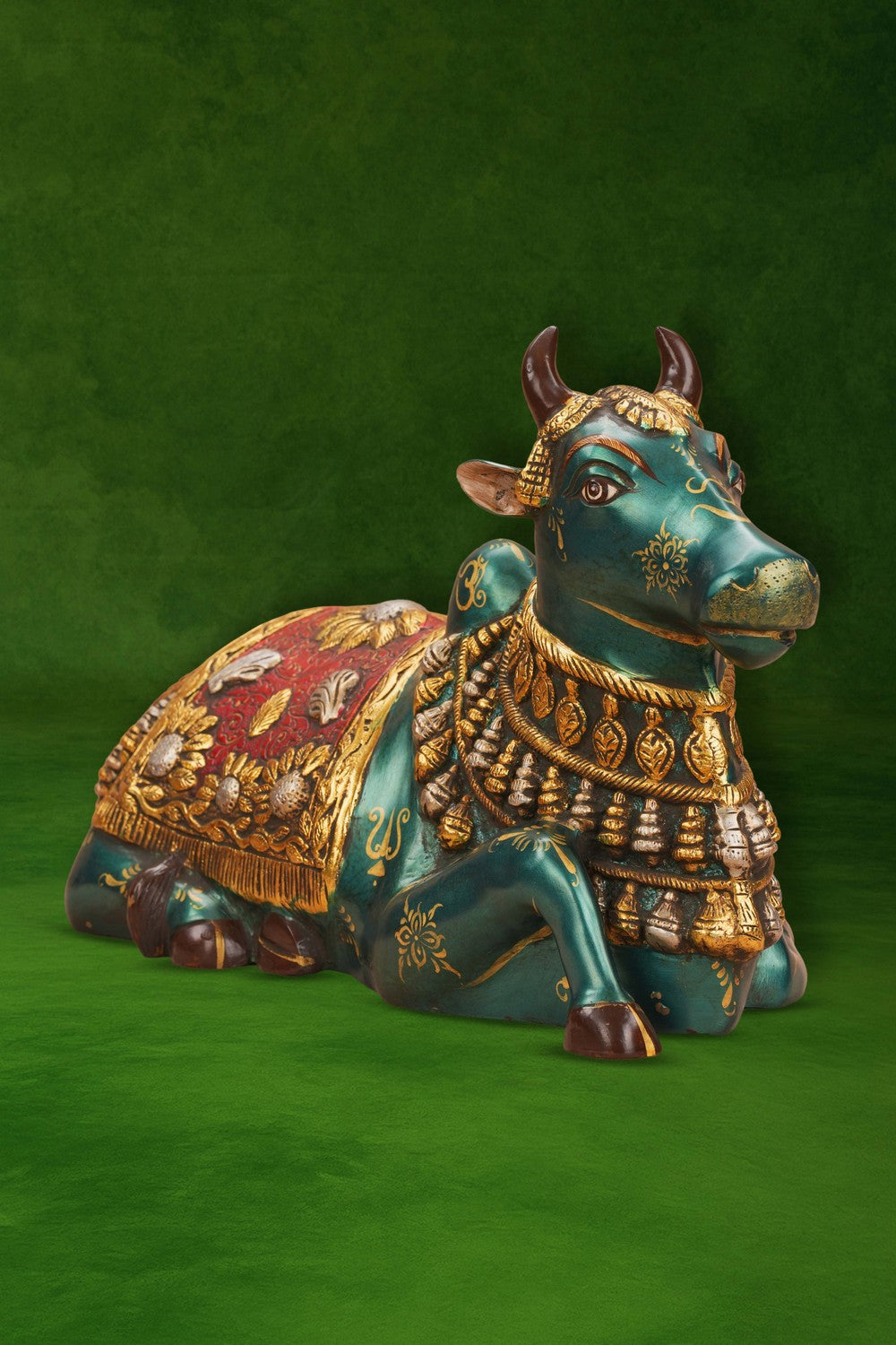 Image of Brass Nandi with painting work