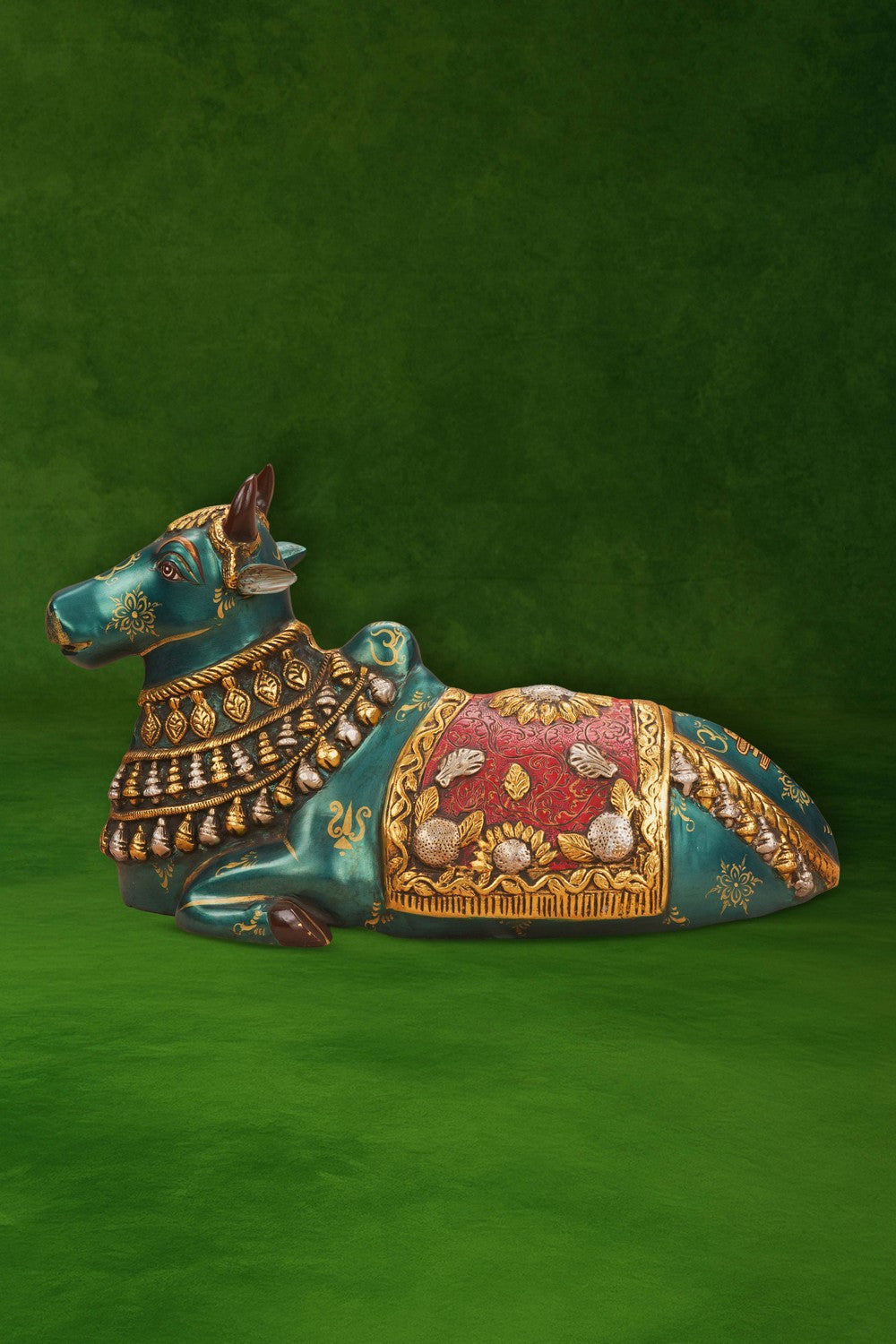 Image of Brass Nandi with painting work