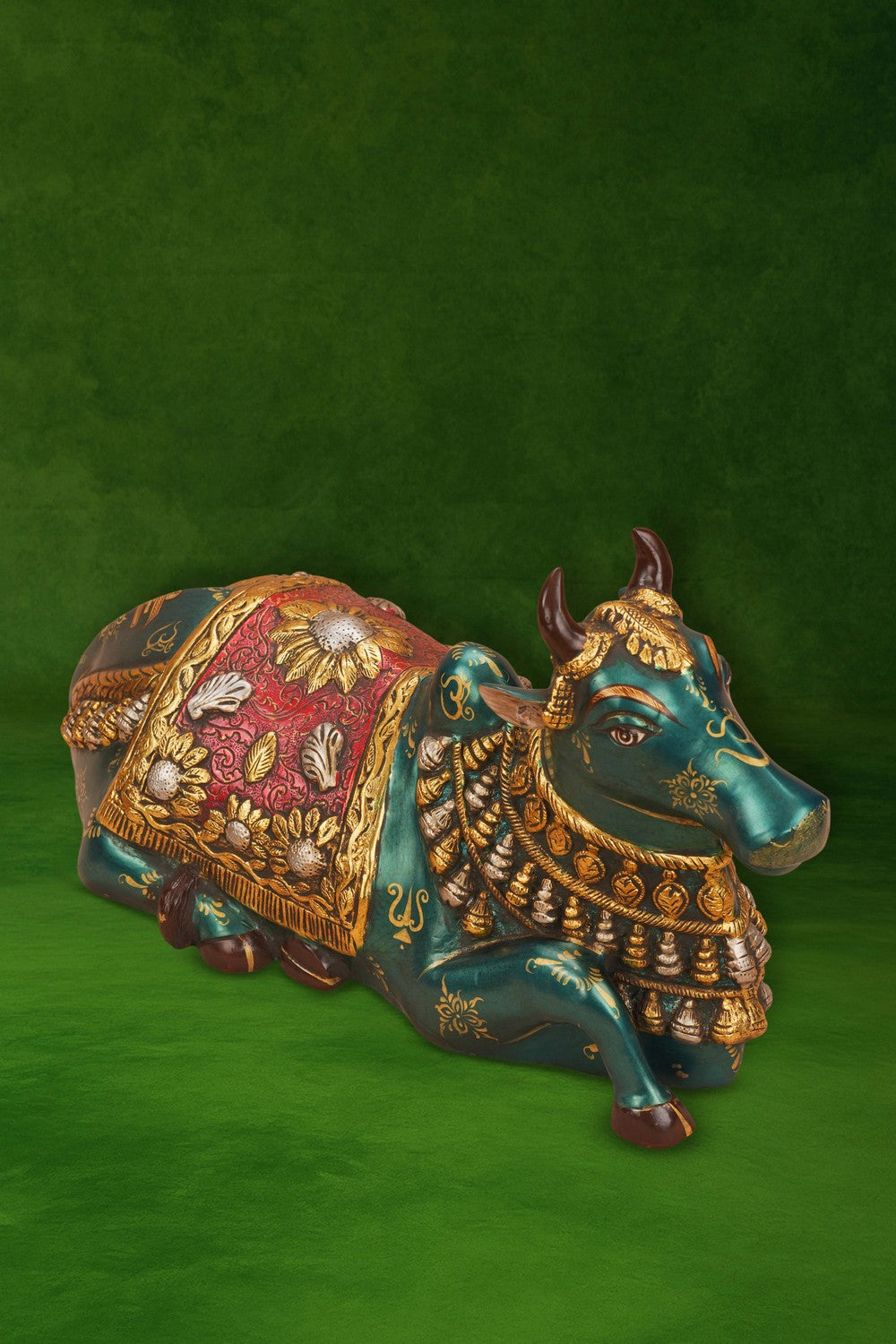 Image of Brass Nandi with painting work