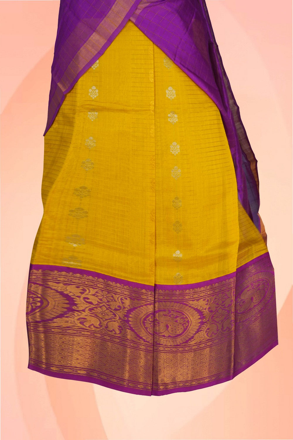 Image of A South Silk-Cotton Pavadai with Dupatta 3PCS