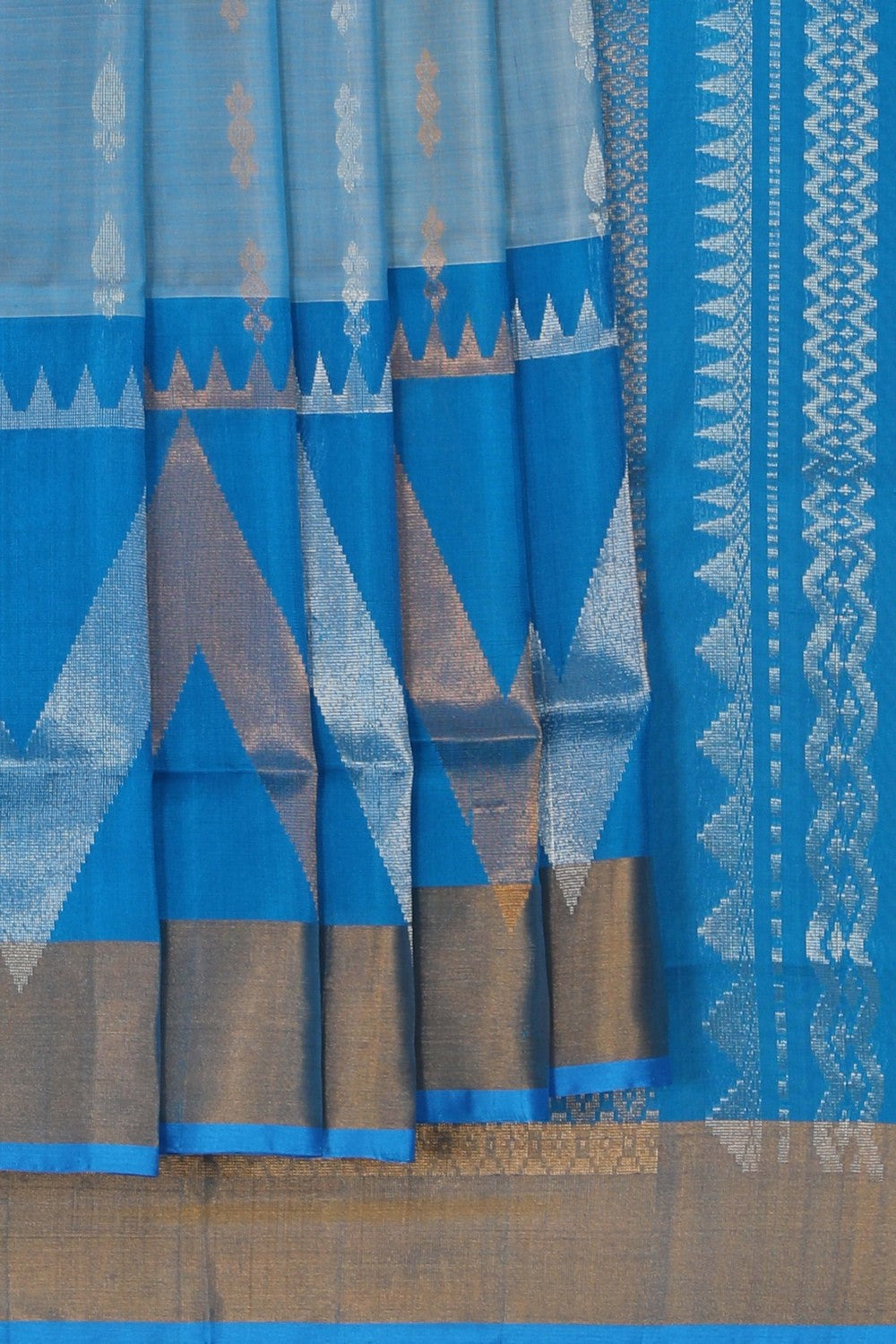 Image of Uppada Silk Pastel-Blue Saree