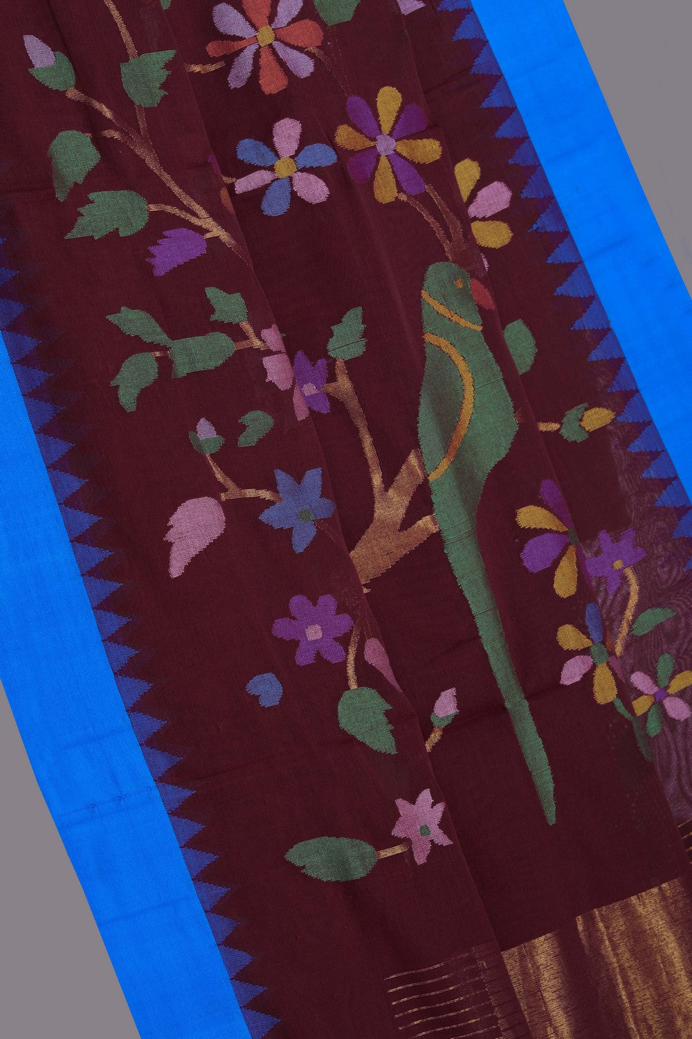 Image of Uppada Cotton Purple Saree