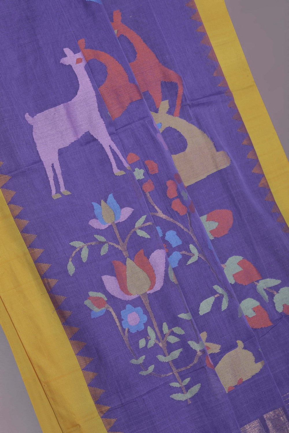 Image of Uppada Cotton Purple Saree