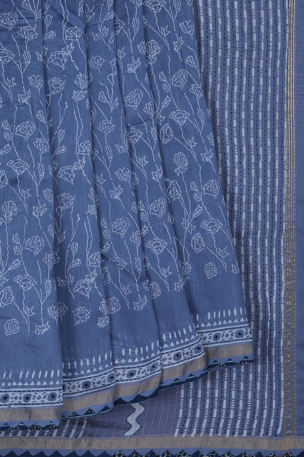 Image of A Tussar Silk Grey Saree
