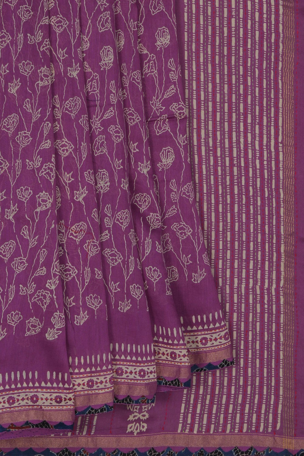 Image of A Tussar Silk Purple Saree