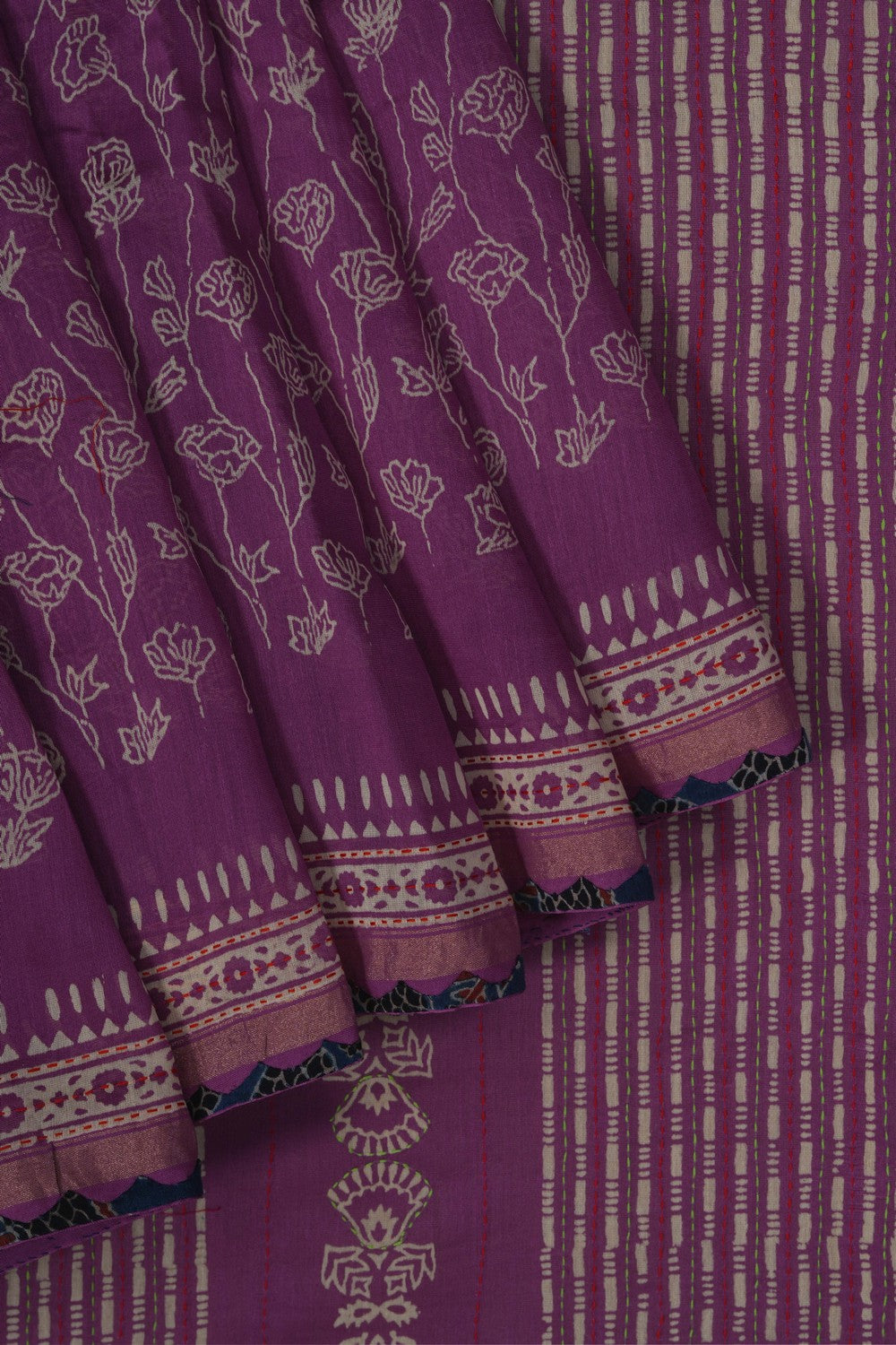 Image of A Tussar Silk Purple Saree