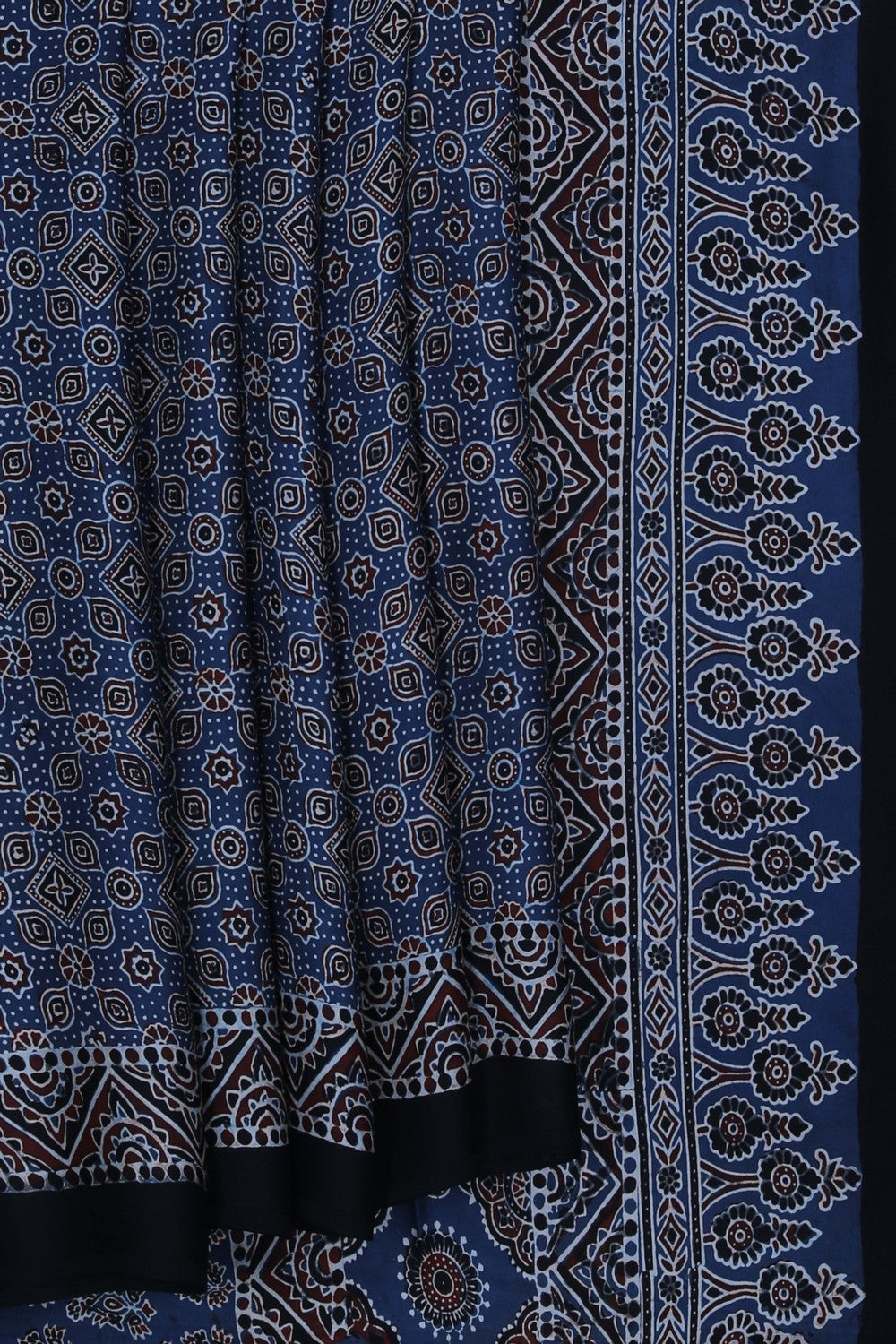 Image of Arjkha Printed Silk Blue Saree