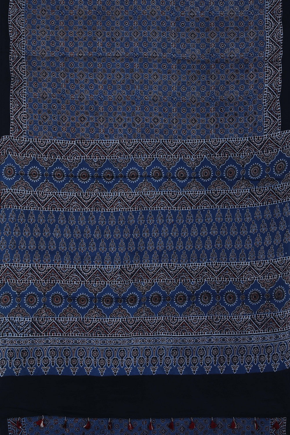 Image of Arjkha Printed Silk Blue Saree