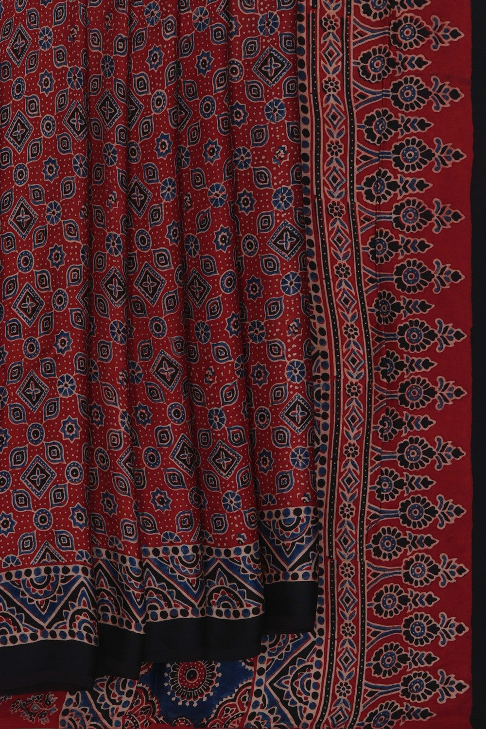 Image of Arjkha Printed Silk Red Saree