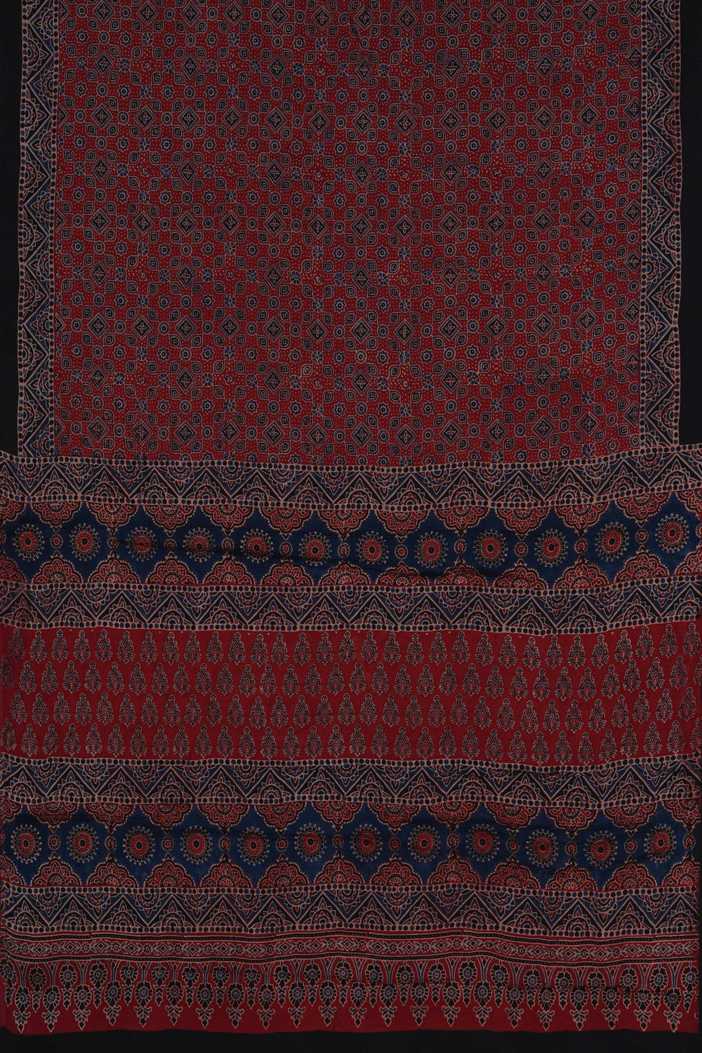 Image of Arjkha Printed Silk Red Saree