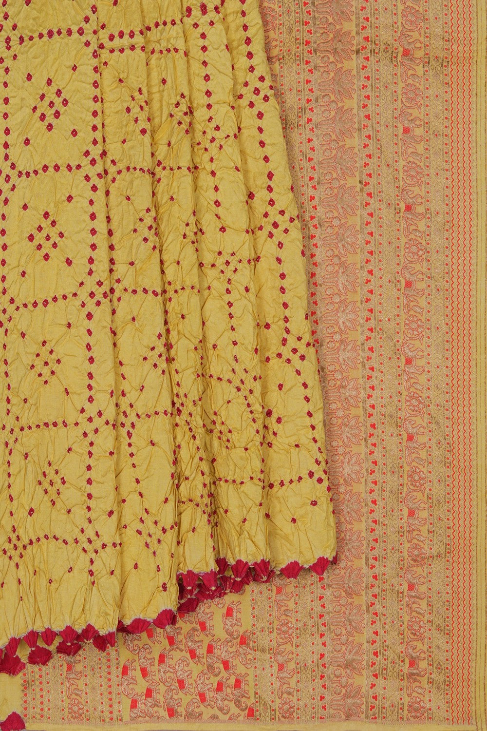 Image of A Yellow Bandhani Saree
