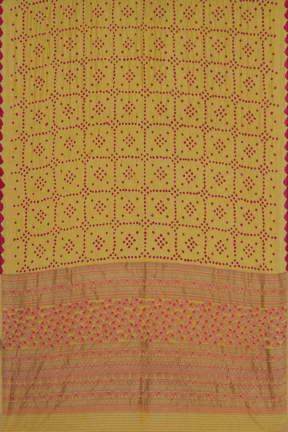 Image of A Yellow Bandhani Saree