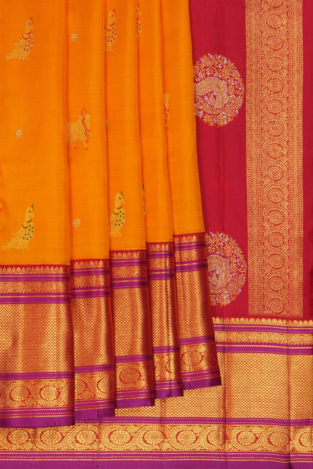 Image of A Kanjivaram Silk Mustard Saree