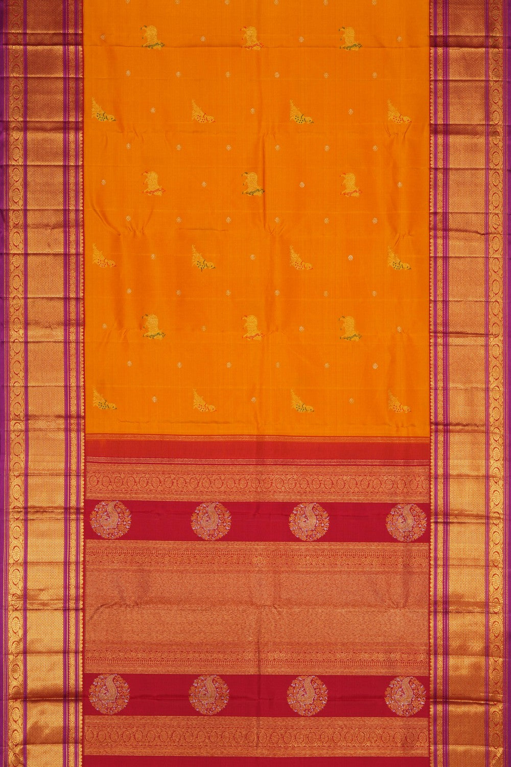 Image of A Kanjivaram Silk Mustard Saree