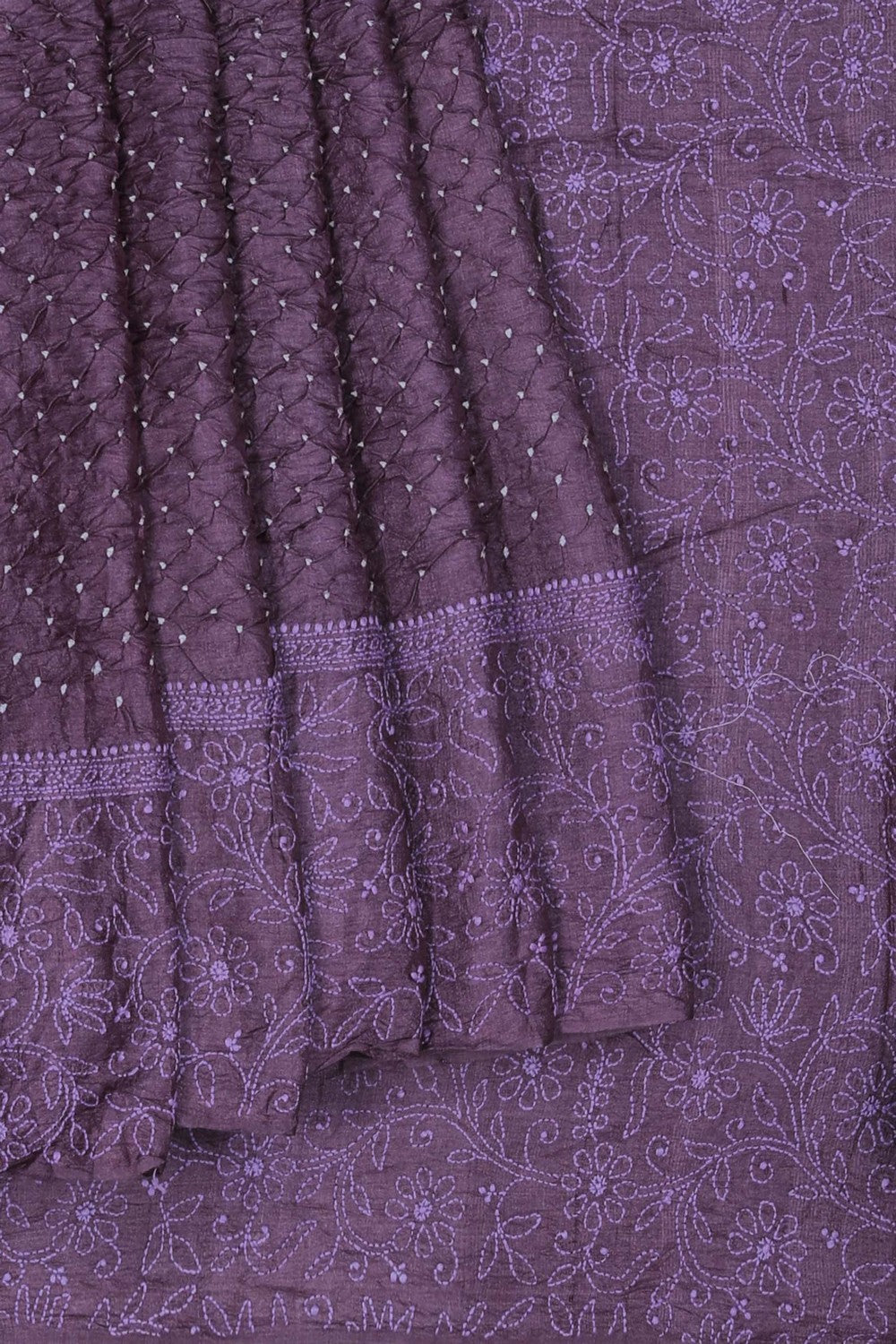 Image of Tussar Bandhani Mauve Saree