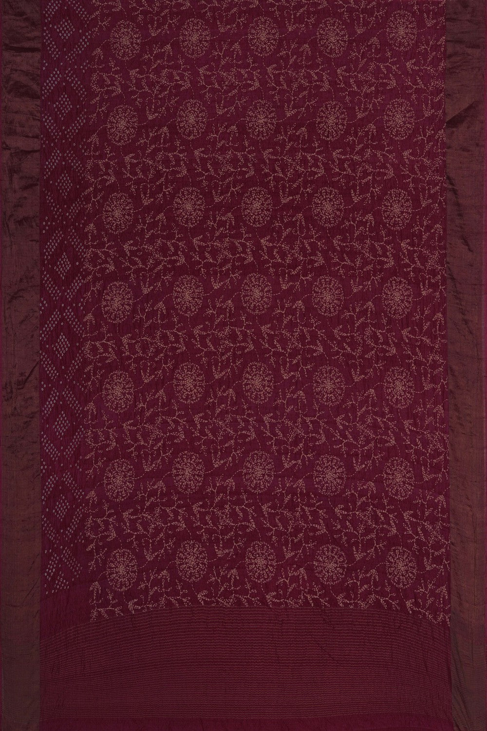 Image of Tussar Bandhani Maroon Saree