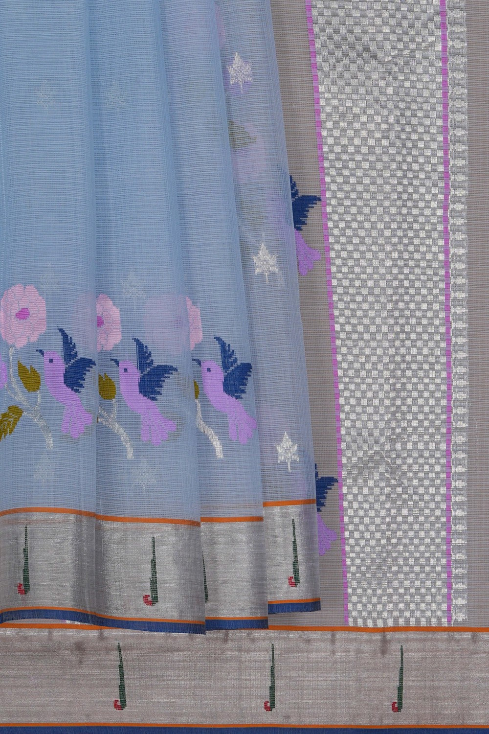 Image of Kota Doria Grey Saree